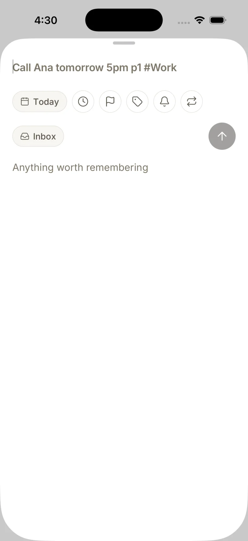 Quick add parsing a date, a priority and a goal out of plain text